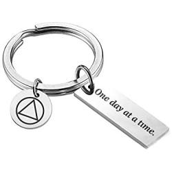 Meiligo Sobriety Keychain One Day at a Time Keychain Addiction Recovery Inspirational Jewelry Motivational Gifts
