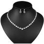 WeimanJewelry White Gold/Gold/Rose Gold Plated Women Cubic Zirconia Round Cut CZ Bridal Necklace and Drop Earring Set for Bride Wedding