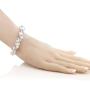 Gem Stone King 17 Inch White Cultured Freshwater Pearl & Blue Crystal Mash Necklace + Bracelet 6.5 Inch