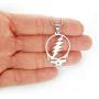 Ann Claridge Stealie Necklace, on 20'' Snake Chain, Pure 304 Stainless Steel, Grateful Dead Head Skull Lightening Bolt Charm Pendant with 20'' Long Chain (50.8cm) Smooth Snake Chain