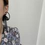 DAMLENG Fashion Lightweight Handmade Black Beaded Hoop Earrings Unique Long Ribbon Bow Tassel Dangle Drop Earrings Jewelry for Women Girls