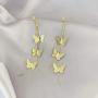 JMS18K Gold Plated Dainty Vivid Butterfly Tassel Earrings Silver Post CZ 3D butterfly Drop Dangle Earrings Fairy Earrings for Women Girls