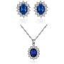 Artificial Sapphire Earrings and Necklace Set Retro Style Rhinestone Paved Necklace with Matching Ear Stud Hypoallergenic Women Wedding Jewelry Set