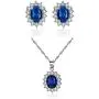 Artificial Sapphire Earrings and Necklace Set Retro Style Rhinestone Paved Necklace with Matching Ear Stud Hypoallergenic Women Wedding Jewelry Set Artificial Sapphire Earrings and Necklace Set Retro Style Rhinestone Paved Necklace with Matching Ear Stud Hypoallergenic Women Wedding Jewelry Set