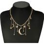 JczR.Y Fashion Bohemia Gold Color Crystal Star Moon Tassel Pendant Necklaces for Women Party Jewelry Accessories