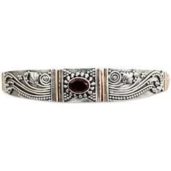 NOVICA Garnet 18k Gold Plated .925 Sterling Silver Cuff Bracelet, Paradise