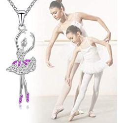 JXJL Silver Dancing Ballerina Necklace Recital Dancer Gift Ballet Pendant Necklace for Girls Women