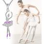 JXJL Silver Dancing Ballerina Necklace Recital Dancer Gift Ballet Pendant Necklace for Girls Women