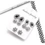 Haloty 5 Pairs Bohemian Black Crystal Earrings Set Saprkling Teardrop Flower Fashion Rhinestone Ear Jewelry for Women and Girls