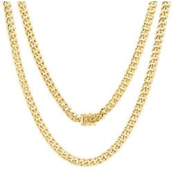 Nuragold 10k Yellow Gold 5mm Miami Cuban Link Chain Pendant Necklace, Mens Jewelry Box Clasp 16'' 18'' 20'' 22'' 24'' 26'' 28'' 30''