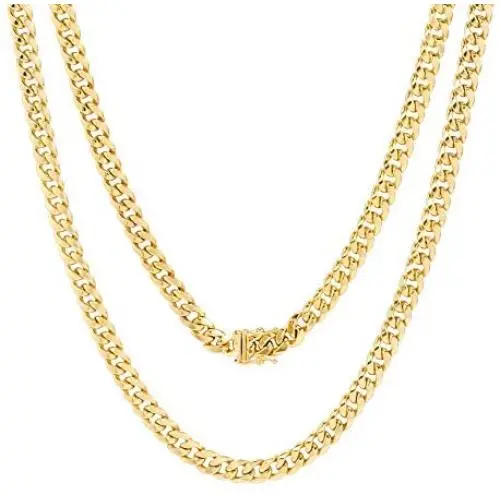 Nuragold 10k Yellow Gold 5mm Miami Cuban Link Chain Pendant Necklace, Mens Jewelry Box Clasp 16'' 18'' 20'' 22'' 24'' 26'' 28'' 30'' Nuragold 10k Yellow Gold 5mm Miami Cuban Link Chain Pendant Necklace, Mens Jewelry Box Clasp 16'' 18'' 20'' 22'' 24'' 26'' 28'' 30''