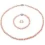 JYX Pearl Pink Pearl Necklace Set AA+ 6-7mm Natural Freshwater Cultured Pearl Necklace Bracelet and Earrings Set for Women