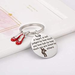 Wizard of Oz Tinman Inspired Gifts - A Heart is Judged by How Much You are Loved by Others Keychain Cosplay Dorothy Jewelry Ruby Slippers Tin Man Key Chain Gifts for Fans Collectors Friends