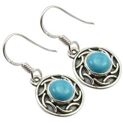 SilverStarJewel Turquoise December Birthstone Earrings 3 cm Solid Sterling Silver Art Gift