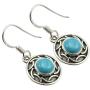 SilverStarJewel Turquoise December Birthstone Earrings 3 cm Solid Sterling Silver Art Gift