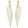 Kooljewelry 14k Yellow Gold Diamond-cut Leaf Dangle Earrings Kooljewelry 14k Yellow Gold Diamond-cut Leaf Dangle Earrings