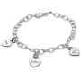 MyNameNecklace Personalized Link Bracelet with Engraved Dangle Heart Shape Charms Sterling Silver 925 or Gold Plating - Custom Made Mothers Jewelry Gift
