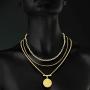LANE WOODS Layered 18k Gold Plated Necklaces for Women - Multilayer Coin Medallion Pendant Necklace Adjustable Layering Choker Necklaces Chain Set for Women Girls Jewelry