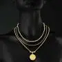 LANE WOODS Layered 18k Gold Plated Necklaces for Women - Multilayer Coin Medallion Pendant Necklace Adjustable Layering Choker Necklaces Chain Set for Women Girls Jewelry