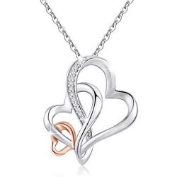 MEDWISE Three Generations Necklace for Grandma Gifts Jewelry S925 Sterling Silver Grandmother Mom Granddaughter Mothers Day Necklace Jewelry Birthday Gifts Rose Gold Tone Infinity Love Necklace