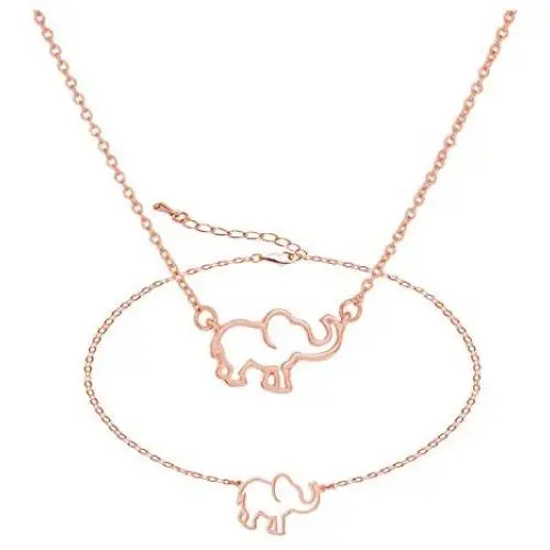 YANCHUN 2 Pieces Lucky Elephant Necklace Dainty Elephant Bracelet for Women Charm Elephant Pendant Necklace Jewelry Set BFF Gift for Girls YANCHUN 2 Pieces Lucky Elephant Necklace Dainty Elephant Bracelet for Women Charm Elephant Pendant Necklace Jewelry Set BFF Gift for Girls