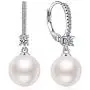 Han han Pearl Dangle Earrings with Leverback Design, 925 Sterling Silver Pearl Drop Earrings for Women, CZ Diamond Pearl Earrings Black and White Pearl Jewelry, Gift for Women, Ladies Han han Pearl Dangle Earrings with Leverback Design, 925 Sterling Silver Pearl Drop Earrings for Women, CZ Diamond Pearl Earrings Black and White Pearl Jewelry, Gift for Women, Ladies