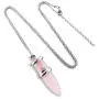 Jovivi Natural Amethyst Rose Quartz Crystal Necklace Bullet Shape Chakra Quartz Pendulum Healing Stone Pendant Necklace