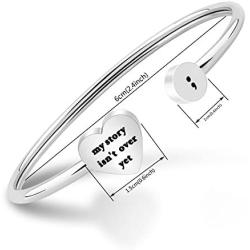 KUIYAI My Story isn’t Over Yet Open Cuff Bracelet Semicolon Bracelet Suicide Prevention Jewelry