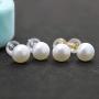KEETEEN “Moon&Star'' Sterling Silver Studs 8mm Freshwater with Crystal Zircon Pearl Earrings for Women