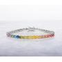 NYC Sterling Womens 4mm Cubic Zirconia Round Rainbow Pride Collection Tennis Bracelet