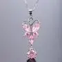 RIZILIA Dragonfly Pendant with 18'' Chain & Marquise Round Cut CZ [5 Colors Available] in White Gold Plated, Simple Modern Elegant