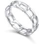 S925 Sterling Silver Simple Band Cuban Link Chain Knot Ring for Women Men