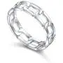 S925 Sterling Silver Simple Band Cuban Link Chain Knot Ring for Women Men