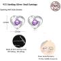 Jewelry Set for women, 925 Sterling Silver Stud Earrings, Love Pendant Necklace with White/Purple/Blue Cubic Zirconia for Girlfriend , Best valentines-day Gift Mothers Day Mom Gifts from Daughter Son