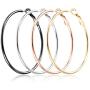 4 Pairs Upgrade Big Hoop Earrings, stainless steel Steel Hoop Earrings 18K Gold Plated Rose Gold Plated Silver for Women Girls Sensitive Ears(4 Colors Set)
