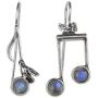 NOVICA Moonstone .925 Sterling Silver Musical Note Themed Drop Earrings, Blue Bird Songs