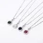 AMYJANE Crystal Jewelry Set for Women - Sterling Silver Square Cubic Zirconia CZ Bridal Pendant Necklace Earrings Set for Wedding Bride Bridesmaids Birthstone Fashion Jewelry Set