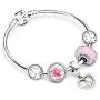 CKK Charm Classic Flower Charm S925 Sterling Silver Bead Compatible with Pandora Bracelet Women DIY Jewelry (Gradient Pink)