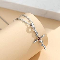 INFUSEU Sterling Silver Cross Pendant Necklaces for Women Faith Hope Love Gifts, 18 Inch Chain