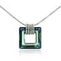 Stera Jewelry Sterling Silver Necklace Made with Swarovski Bermuda Blue or AB Square Crystal Pendant