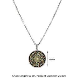 IShang Mandala Necklace Jewelry Set for Women, Mandala Round Gemstone Pendant Necklace + Bracelet + Stud Earring Costume Womens Jewelry Sets with Gift Box