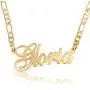 Beleco Jewelry Customize Name Necklace With Figaro Chain in Sterling Silver 925 Custom Name Plate Necklace With 15 Font Style - Personalized Any Name/Word Up To 11 Characters - Womans Mens Gift Ideas
