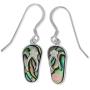 Sterling Silver Abalone Shell Slipper Flip Flop Dangle Earrings