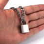 DIBOLA Padlock Necklace Stainless Steel Lock Chain for Men Women Silver 18-24 inch