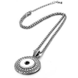 My Prime Gifts Snap Jewelry Clear Rhinestone Designer Halo & Stainless Steel Necklace Length 20-22'' Holds 18-20mm Standard Snaps