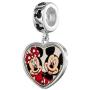 Disney Mickey and Minnie Mouse Sterling Silver Dangle Heart Charm Bead