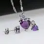 Uloveido Red Crystal Heart Necklace and Earrings Wedding Jewelry Set for Women Girls BME53