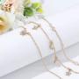 Twinklede Boho Layered Necklace Gold Crystal Pendant Necklaces Chain Moon Star Necklace Jewelry for Women and Girls (Gold 1)