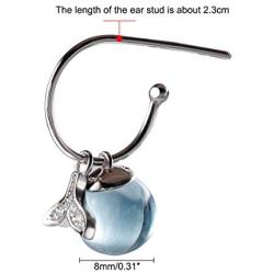 JEWME 925 Sterling Silver Mermaid Teardrops Dangle Earring Fishtail Eardrop Sea Blue Crystal Stone Ear Hoop Jewelry Ocean Gift
