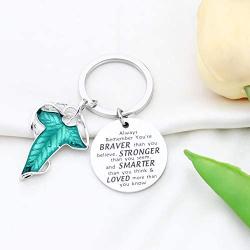 SEIRAA Elven Green Leaf Movie Inspired Jewelry Gift for Fans Always Remember You’re Braver Than You Believed Key Chain